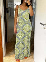 Printed Strapless Backless Maxi Dress eprolo 