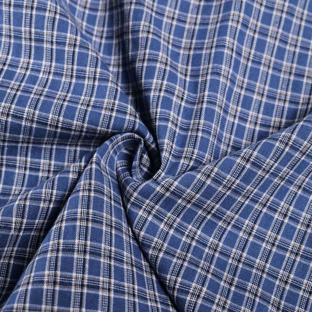 Lightweight Blue Checkered Wide-Leg Pants