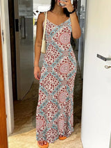 Printed Strapless Backless Maxi Dress eprolo 