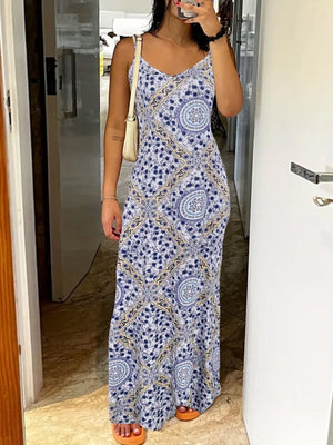 Printed Strapless Backless Maxi Dress eprolo 