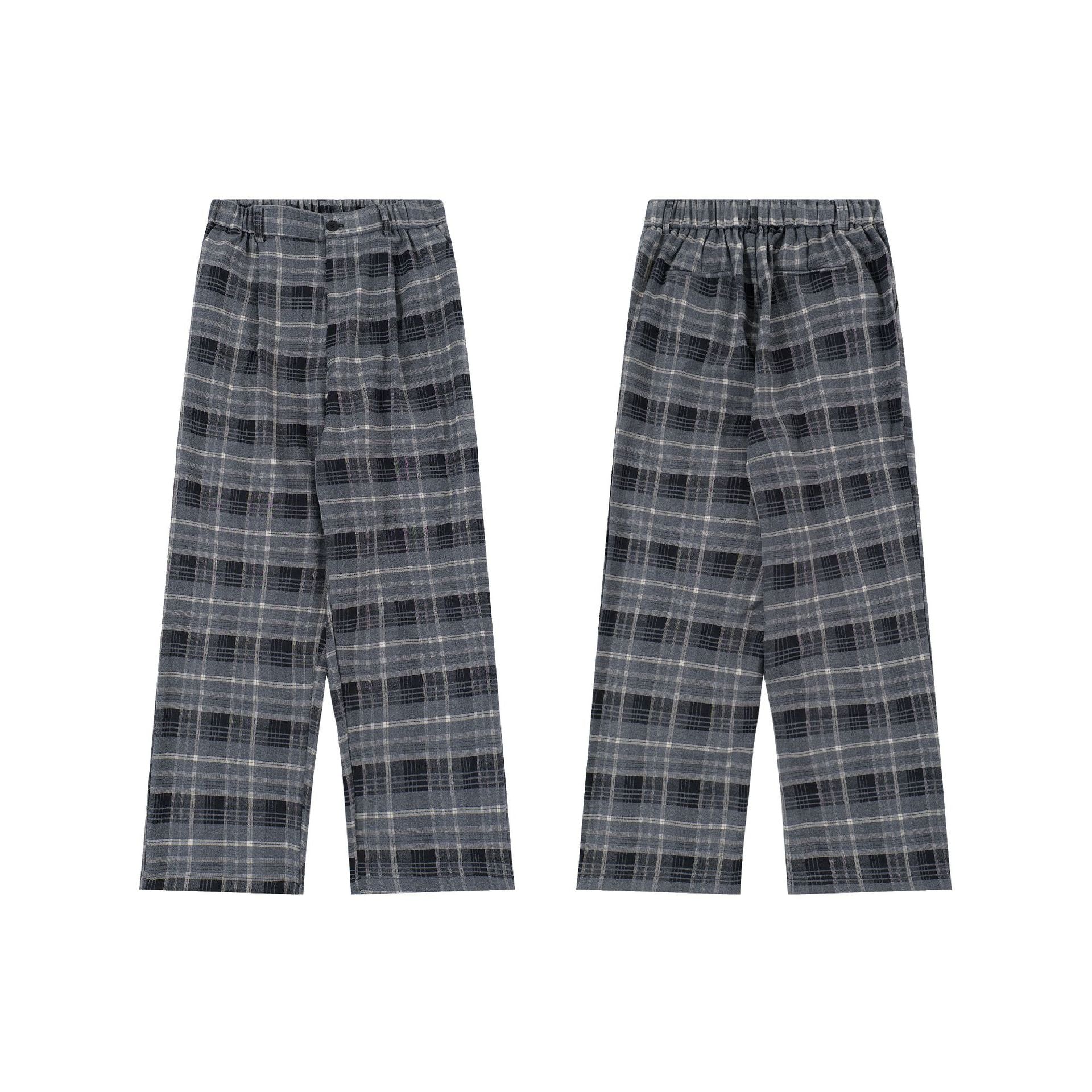 Lightweight Gray Checkered Wide-Leg Pants Loose Fit Versatile Straight Leg Casual Long Pants Wholesale eprolo 