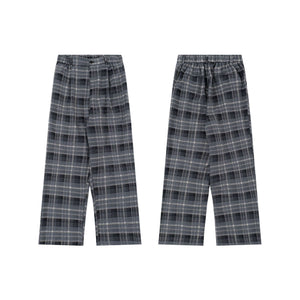 Lightweight Gray Checkered Wide-Leg Pants Loose Fit Versatile Straight Leg Casual Long Pants Wholesale eprolo 