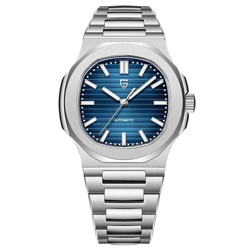 Men's Stainless Steel Automatic Mechanical Waterproof Barrel-shaped Wristwatch Michan Direct 