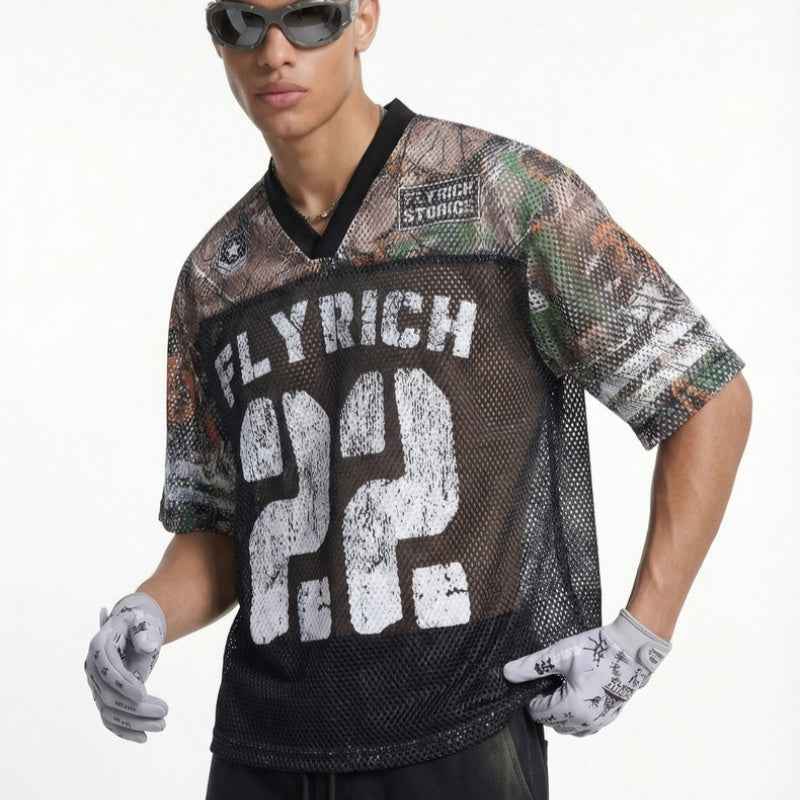 Hollowed-Out Letter Loose American Retro T-Shirt