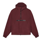 Black men's MJ Room lightweight hooded windbreaker hoodie with front zipper pocket, casual outdoor jacket.