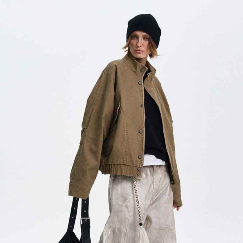 American Barn Style Color Block Leather Collared Jacket - MRC WEAR 