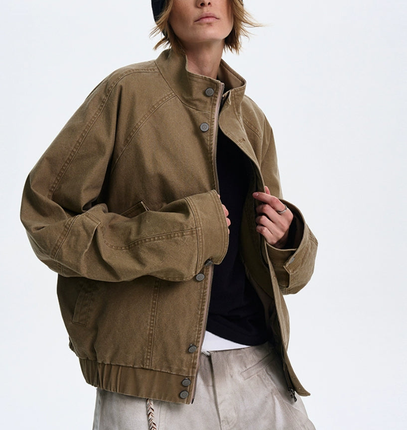 American Barn Style Color Block Leather Collared Jacket - MRC WEAR 