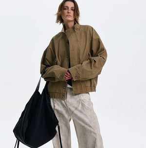 American Barn Style Color Block Leather Collared Jacket - MRC WEAR 