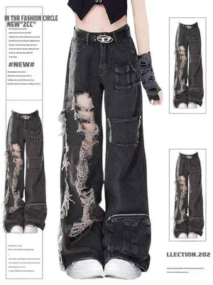 American Ripped Cargo Jeans - MRC STOREbottomsMRC StoreAmerican Ripped Cargo JeansMRC STORECJNZ208412705EVBlack2XL