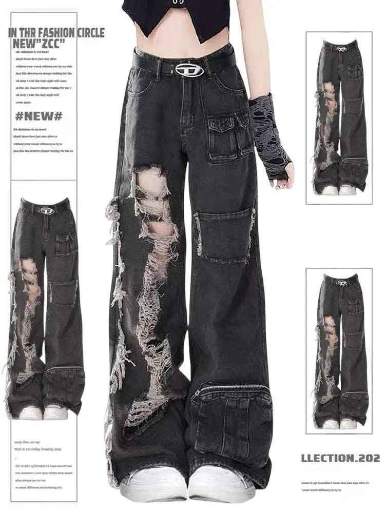 American Ripped Cargo Jeans - MRC STOREbottomsMRC StoreAmerican Ripped Cargo JeansMRC STORECJNZ208412705EVBlack2XL