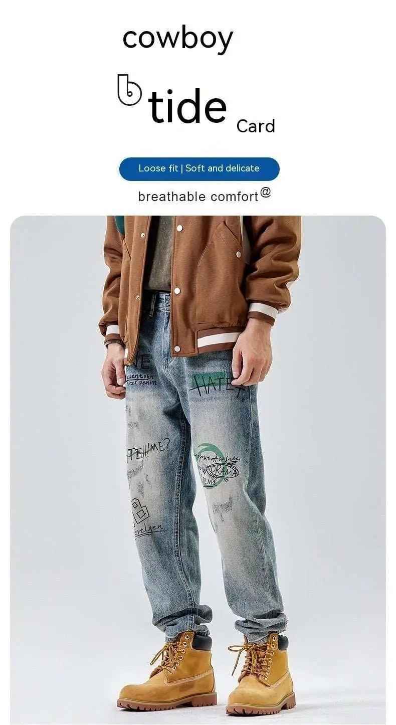 American Print Loose Jeans - MRC STOREbottomsMRC StoreAmerican Print Loose JeansMRC STORECJXX199395301AZBlue28
