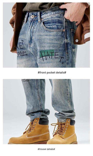 American Print Loose Jeans - MRC STOREbottomsMRC StoreAmerican Print Loose JeansMRC STORECJXX199395301AZBlue28