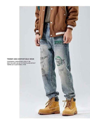 American Print Loose Jeans - MRC STOREbottomsMRC StoreAmerican Print Loose JeansMRC STORECJXX199395301AZBlue28