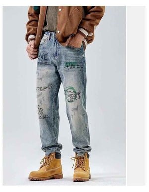 American Print Loose Jeans - MRC STOREbottomsMRC StoreAmerican Print Loose JeansMRC STORECJXX199395301AZBlue28