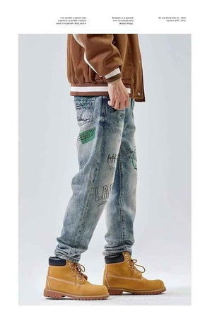 American Print Loose Jeans - MRC STOREbottomsMRC StoreAmerican Print Loose JeansMRC STORECJXX199395301AZBlue28