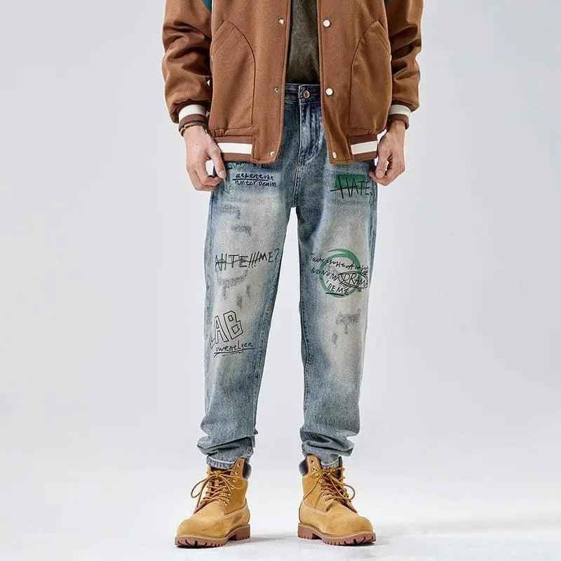 American Print Loose Jeans - MRC STOREbottomsMRC StoreAmerican Print Loose JeansMRC STORECJXX199395301AZBlue28
