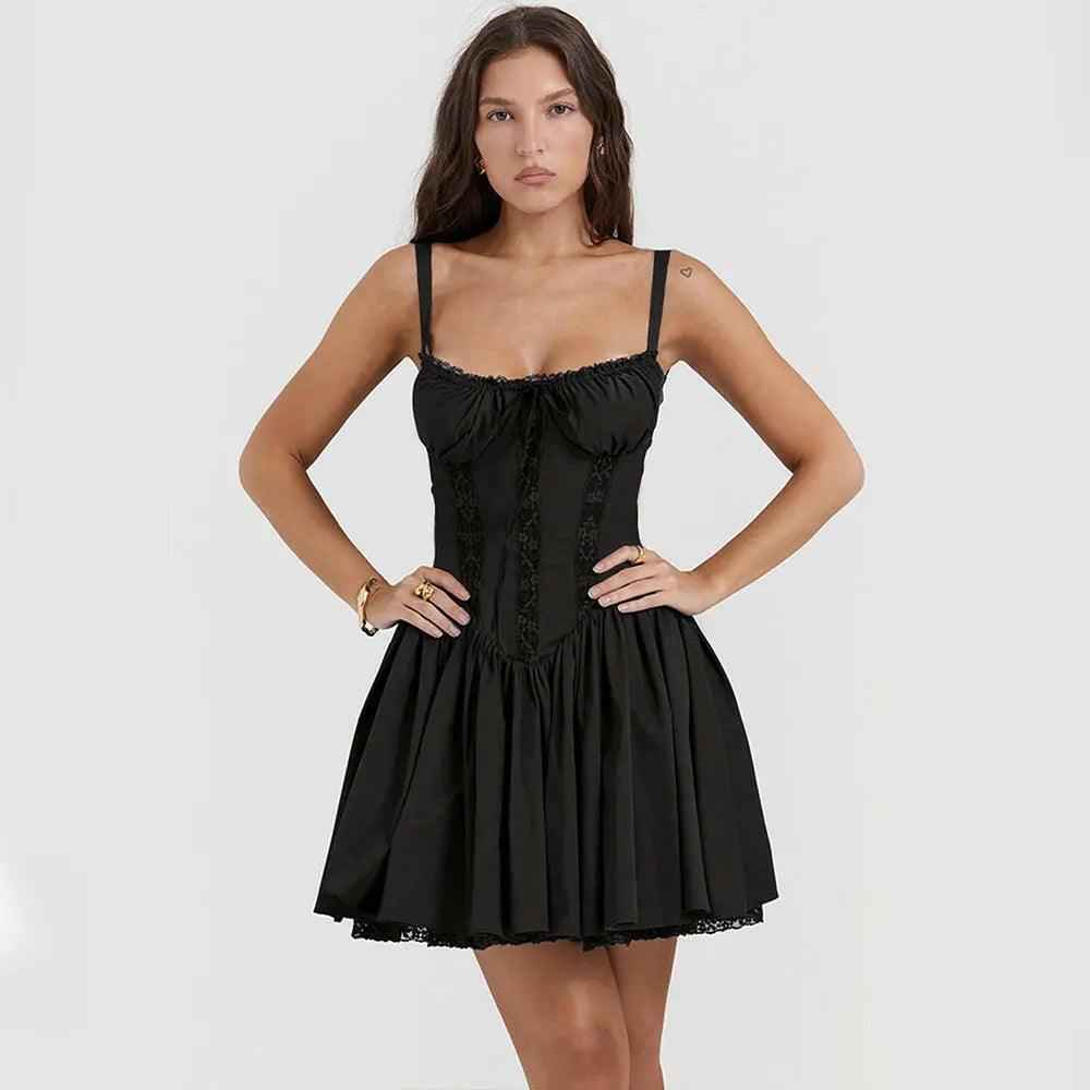 Summer Lace Suspender Dress - MRC STOREclothesMRC STORESummer Lace Suspender DressMRC STORECJLY201666607GTBlackL
