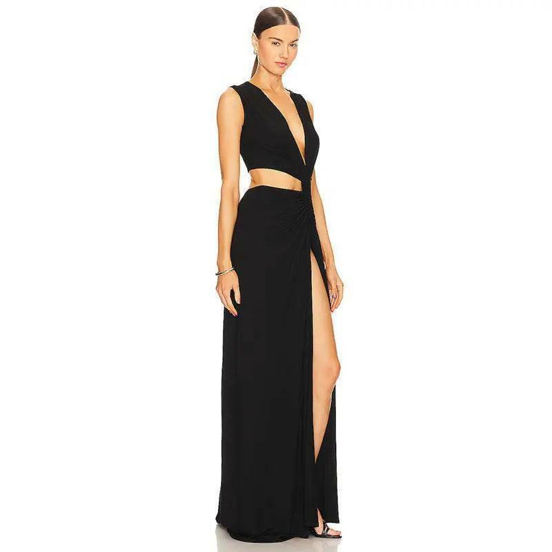 V - neck Slim Fit Dress - MRC STOREclothesMRC STOREV - neck Slim Fit Dress - MRC STOREMRC STORECJLY202458503CXBlackL