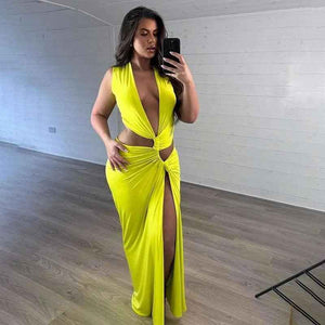 V - neck Slim Fit Dress - MRC STOREclothesMRC STOREV - neck Slim Fit DressMRC STORECJLY202458506FUBlueL
