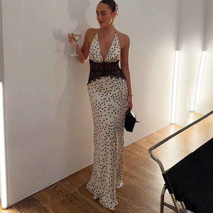 Polka Dot Hollow - Out Lace Halter Maxi Dress - MRC STOREDressMRC STOREPolka Dot Hollow - Out Lace Halter Maxi DressMRC STORECJLY263856703CXPolka DotL