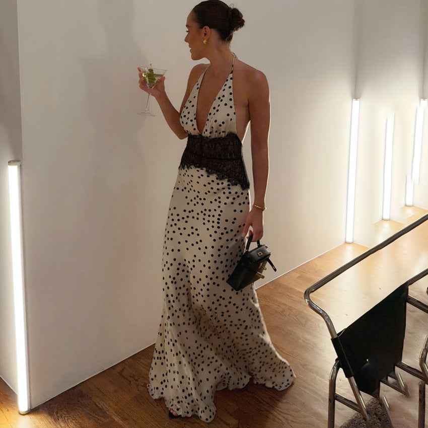 Polka Dot Hollow - Out Lace Halter Maxi Dress - MRC STOREDressMRC STOREPolka Dot Hollow - Out Lace Halter Maxi DressMRC STORECJLY263856703CXPolka DotL