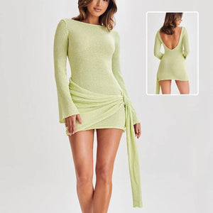 Y2K Hip - Hugging V - Shaped Backless Short Dress - MRC STOREDressMRC STOREY2K Hip - Hugging V - Shaped Backless Short Dress - Slim Fit women's fashion - MRC STOREMRC STORECJLY210369106FUYellow greenL