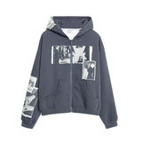 Retro Loose Cotton Hoodie - MRC STOREHoodieMRC StoreGray hoodie with graphic designs on a white backgroundMRC STORECJWY232596805EVDark GrayL