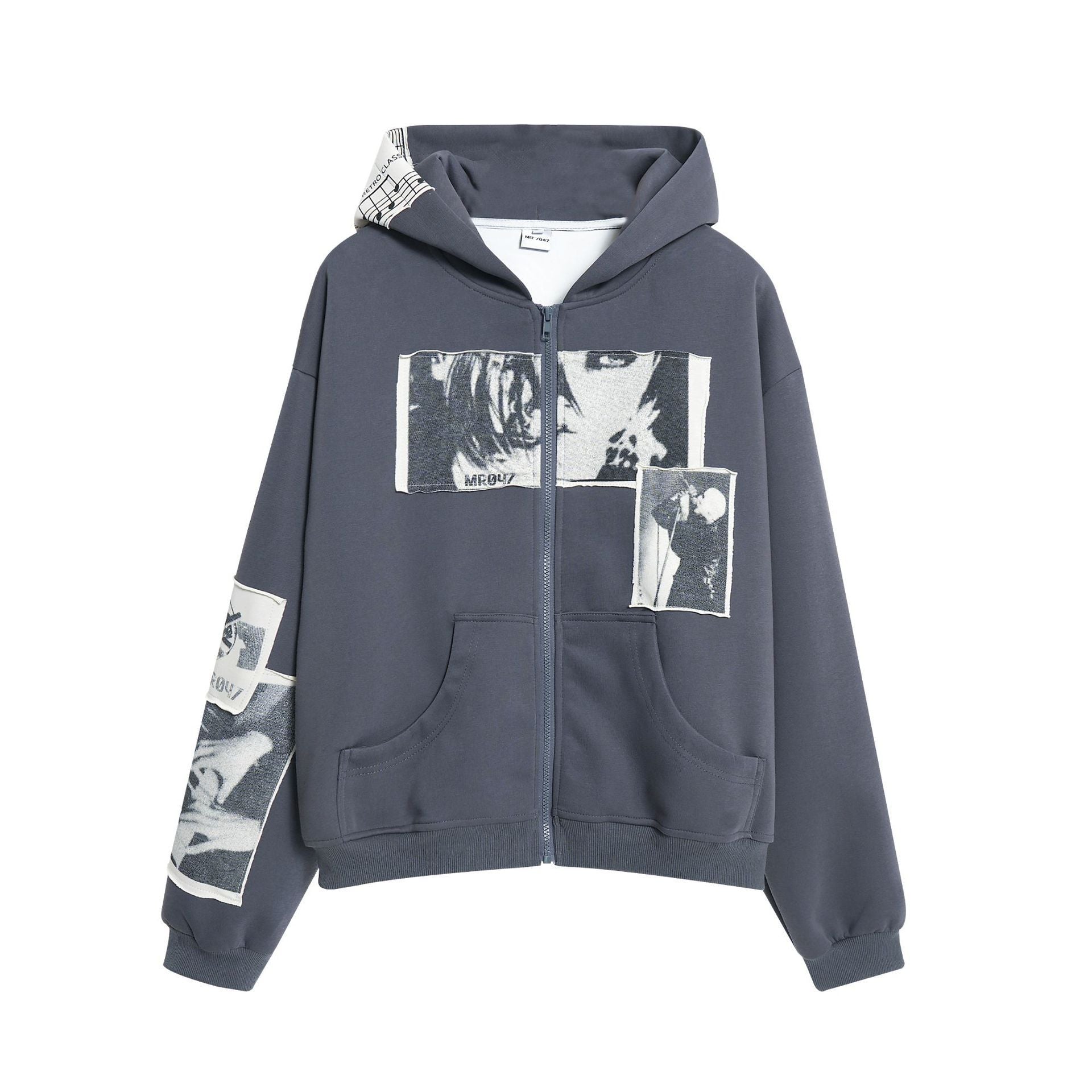 Retro Loose Cotton Hoodie - MRC STOREHoodieMRC StoreGray hoodie with graphic designs on a white backgroundMRC STORECJWY232596805EVDark GrayL