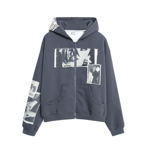Retro Loose Cotton Hoodie - MRC STOREHoodieMRC StoreGray hoodie with graphic designs on a white backgroundMRC STORECJWY232596805EVDark GrayL