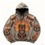 Retro Fiery Dog Design Print Loose Fit Hoodie - MRC STOREHoodieMRC STORERetro Print Loose Fit Hoodie MRC STORE  70.37MRC STORECJWY256478802BYKhaki2XL