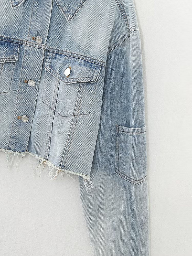 Short Color - Matching Denim Jacket - MRC STOREJacketsMRC STOREShort Color - Matching Denim Jacket - MRCSTOREMRC STORECJYD235875604DW3504 Short Denim CoatL