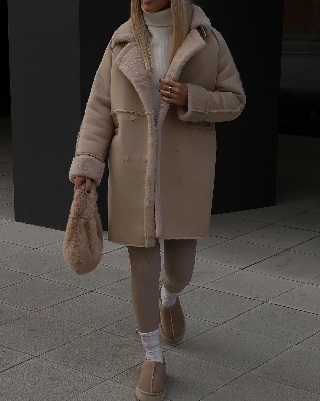 Suede Coat Suit Collar Long Cardigan - MRC STOREJacketsMRC STOREWomen’s Suede Long Cardigan Coat – Plush Suit Collar with Metal Details - MRC STOREMRC STORECJQB213318003CXDark GrayL