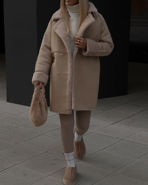 Suede Coat Suit Collar Long Cardigan - MRC STOREJacketsMRC STOREWomen’s Suede Long Cardigan Coat – Plush Suit Collar with Metal Details - MRC STOREMRC STORECJQB213318003CXDark GrayL