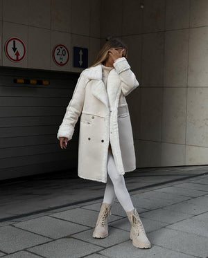 Suede Coat Suit Collar Long Cardigan - MRC STOREJacketsMRC STOREWomen’s Suede Long Cardigan Coat – Plush Suit Collar with Metal Details - MRC STOREMRC STORECJQB213318003CXDark GrayL