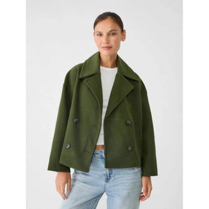 Ins Double - Breasted Lapel Blazer Jacket - MRC STOREJacketsMRC STOREWoman wearing a green coat over a white shirt and blue jeans on a white backgroundMRC STORECJYD243584905EVBrown2XL