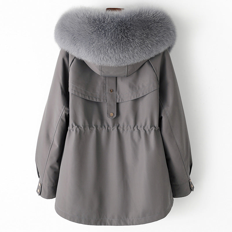 Thickened Detachable Fox Fur Liner Mid-Length Coat - MRC WEAR 