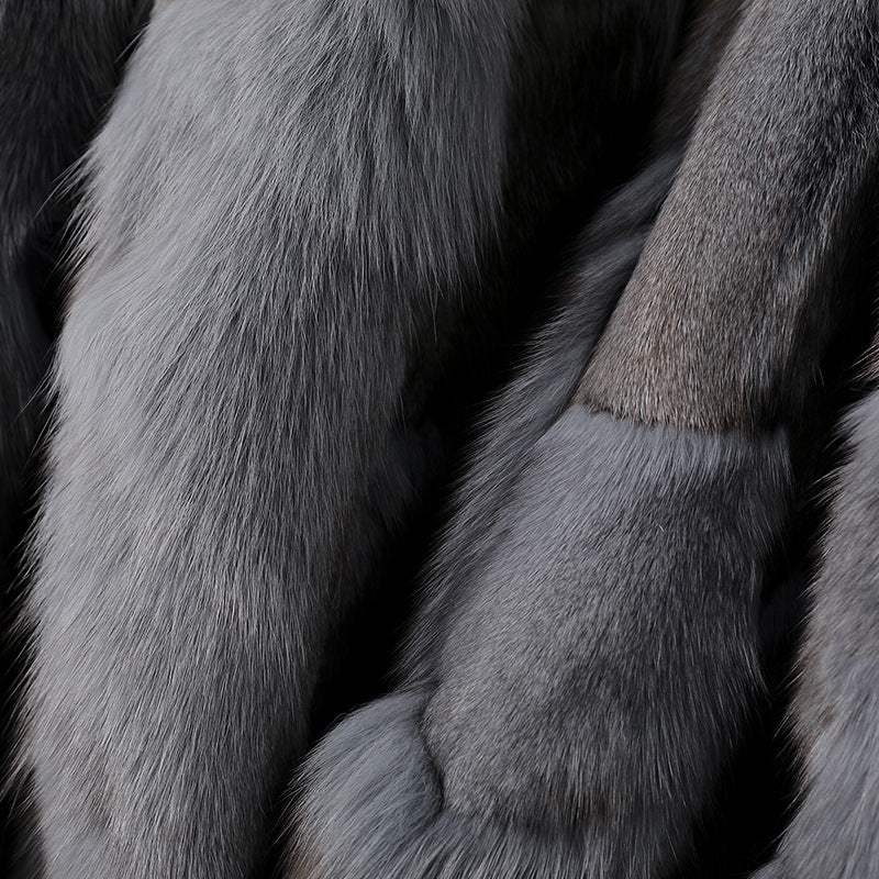 Thickened Detachable Fox Fur Liner Mid-Length Coat - MRC WEAR 