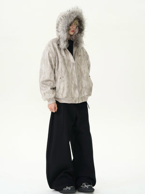 Hooded Large Fur Collar Cotton - Padded Coat - MRC STOREJacketsMRC STOREPerson wearing a beige hooded jacket with fur lining on a white backgroundMRC STORECJPK255133908HSGray2XL