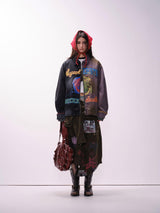 Graffiti Stitching Jacket - MRC STOREJacketsMRC STOREA person wearing a unisex, loose fit jacket with multicolored urban graffiti designs.MRC STORECJXZ226730402BYBlack And GrayL
