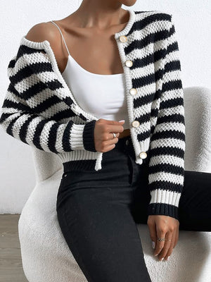 Cardigan Jacket - Striped Round Neck - MRC STOREJacketsMRC STOREWomen’s Cardigan Jacket - Striped Round Neck My Store  26.67MRC STORECJMY231743203CXBlack And White Mixed ColorL