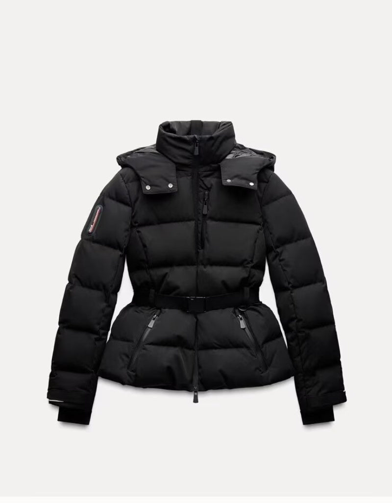 Belted Stand Collar Ski Puffer Jacket - MRC STOREJacketsMRC STOREBelted Stand Collar Ski Puffer Jacket MRC STORE MRC STORECJWJ261267408HSBlackL