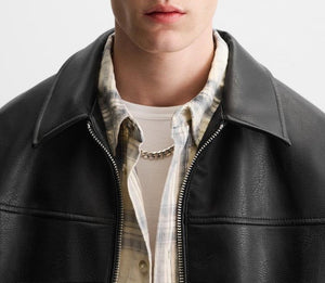 Faux Leather Slim Fit Biker Jacket Coat - MRC WEAR 