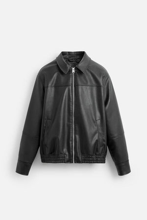 Faux Leather Slim Fit Biker Jacket Coat - MRC WEAR 
