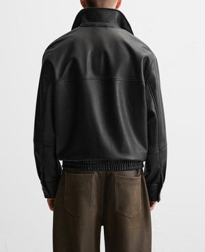 Faux Leather Slim Fit Biker Jacket Coat - MRC WEAR 