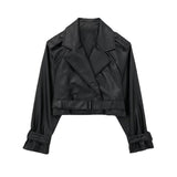 Leisure Imitation Leather Trench Coat - MRC STOREJacketsMRC STORELeisure Imitation Leather Trench Coat - MRCSTOREMRC STORECJYD222403604DWBlackL