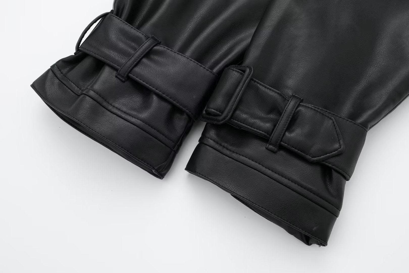 Leisure Imitation Leather Trench Coat - MRC STOREJacketsMRC STORELeisure Imitation Leather Trench Coat - MRCSTOREMRC STORECJYD222403604DWBlackL