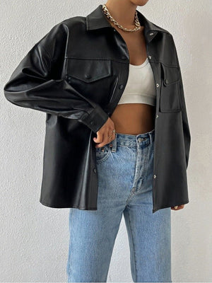 Maillard Casual Coat - MRC STOREJacketsMRC STOREWomen’s PU Jacket - Solid Color Street Style My Store MRC STORECJYD236035307GTDark BrownL