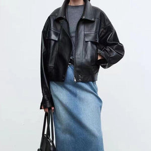 Sheepskin Jacket - Retro Loose Chic - MRC STOREJacketsMRC STORESheepskin jacket Retro Loose Profile Casual Short Jacket – Effortless Elegance in Genuine Leather - MRC STOREMRC STORECJYD220101303CXBlackL