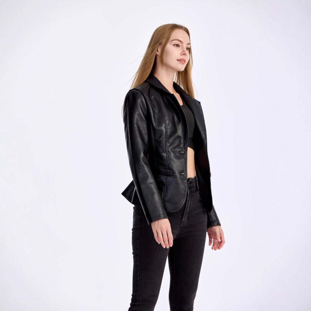 Slim-Fit Lightweight PU Leather Moto Jacket - MRC WEAR 