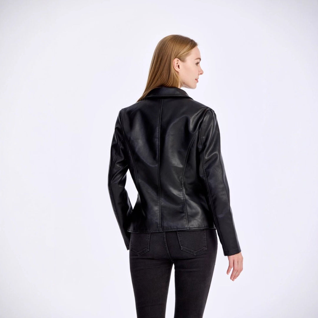 Slim-Fit Lightweight PU Leather Moto Jacket - MRC WEAR 
